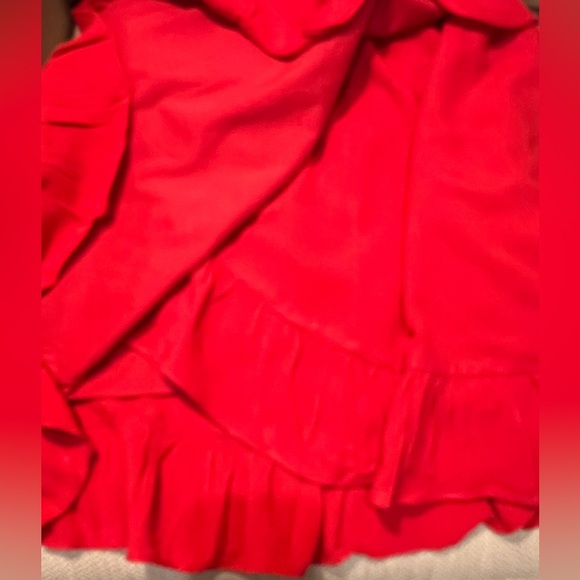 Sabo Luxe size Small Red V neck dress with ruffled sleeves and skirt hem - Picture 9 of 9